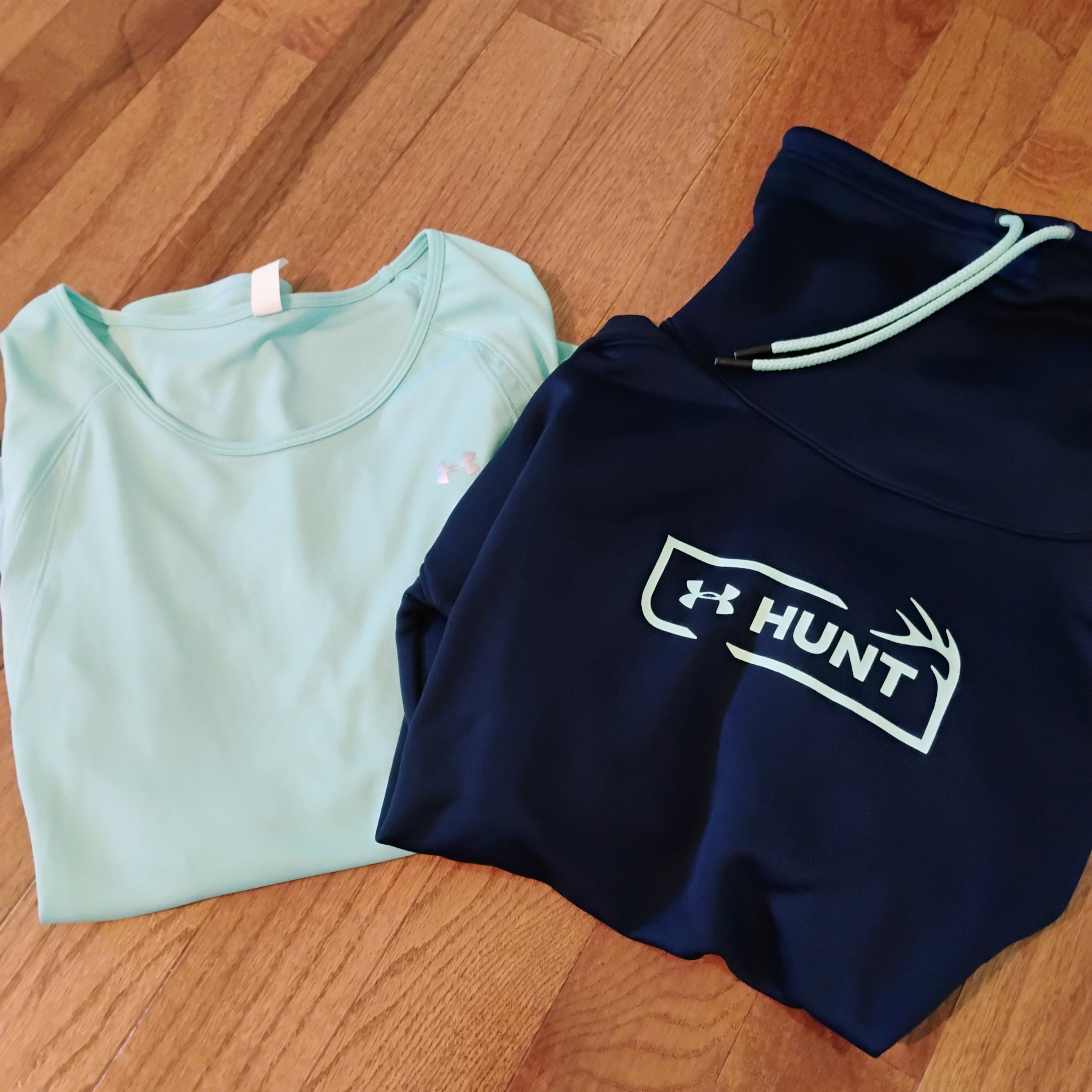 Under Armour Long Sleeve Tees - Mint And Navy